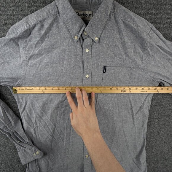 Barbour Tailored Fit Us Size Medium Blue Long Sleeve Button Up Shirt Pocket Logo - Picture 5 of 13